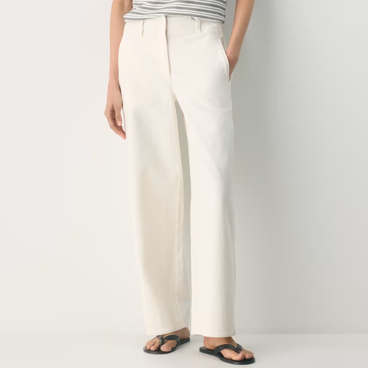 Aritzia Wilfred Free White Ascendant Wide Leg Utility Pants Cotton Blend Size 2